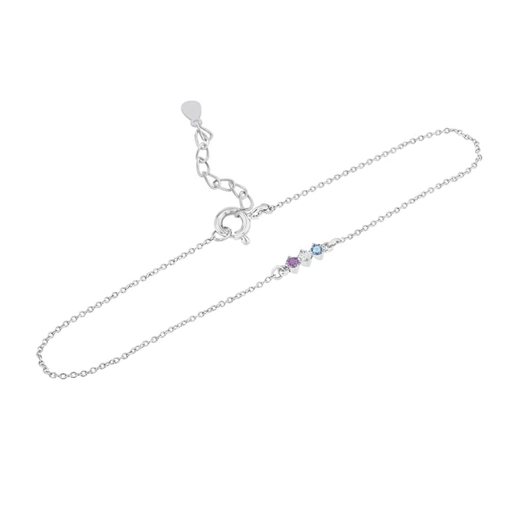 Strieborný náramok s ametystom, zafírom a topazom Joe