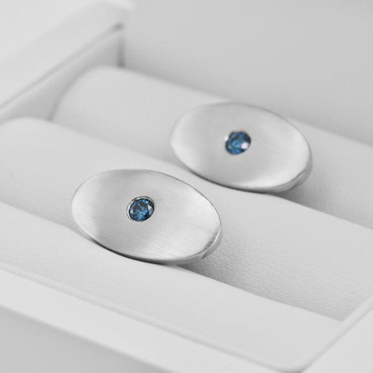 Platinové manžetové gombíky oválne 9383