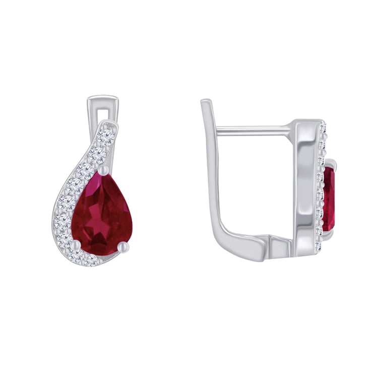 Strieborné náušnice s rubínmi a zirkónmi Cerise 48224