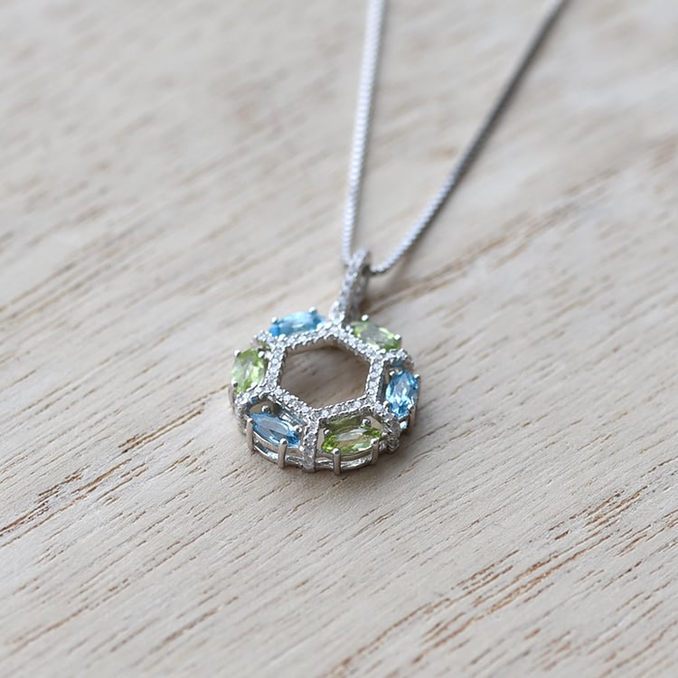 náhrdelník plný olivín a topaz 61911