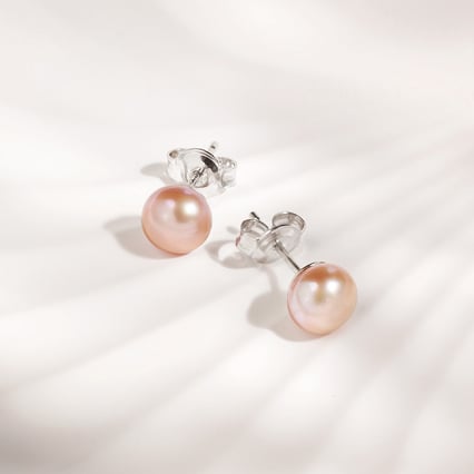 Strieborné napichovacie náušnice s levanduľovými perlami Belva