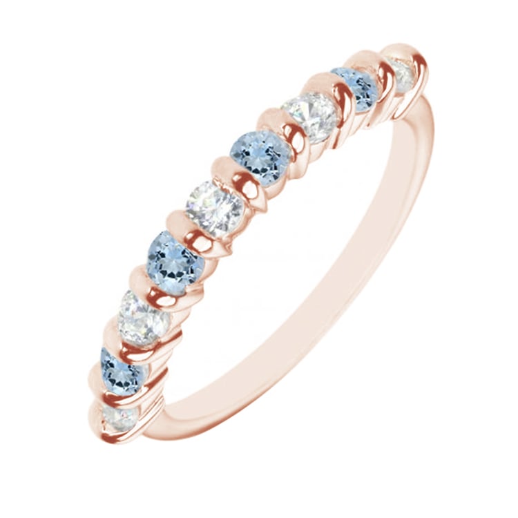 Eternity prsteň s diamantmi a akvamarínmi Zinnia