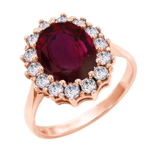 Halo prsteň s rubínom a diamantmi Zanite