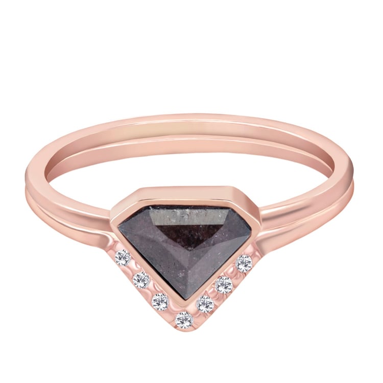 Zásnubný seť zlatých prsteňov so salt'n'pepper diamantom 34601