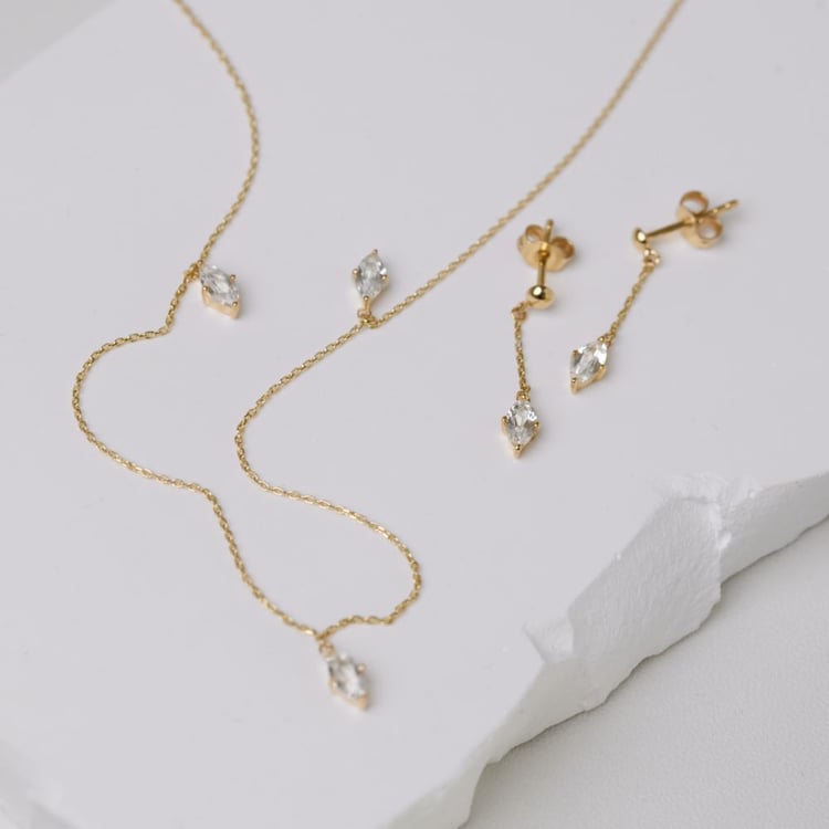 Zlatá kolekcia šperkov s bielymi topásmi 164077