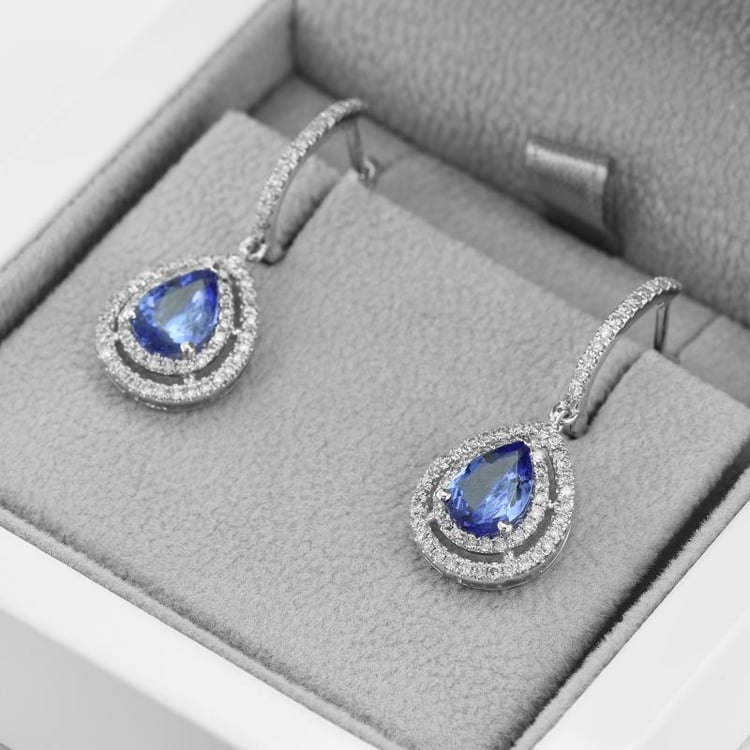 Zlaté tanzanitové náušnice 9793