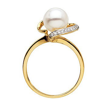 Prsteň s perlou a diamantmi 53018