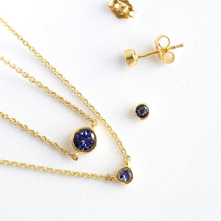 Zlatý náramok s modrým tanzanitom Rollie 145251