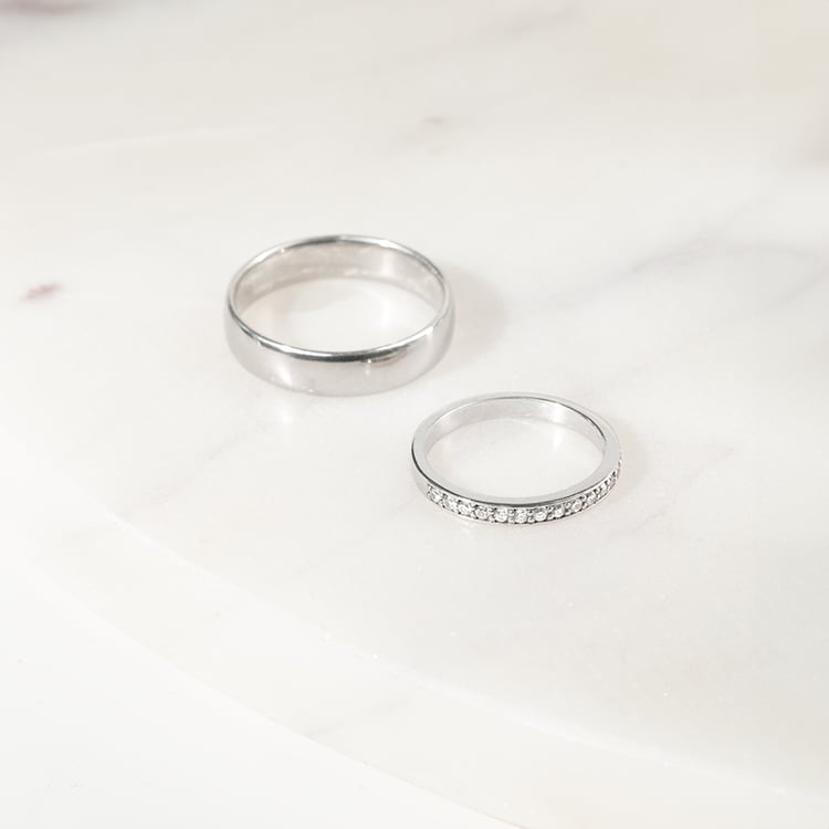 Eternity prsteň s lab-grown diamantmi a pánsky komfortný prsteň Lulit 136353