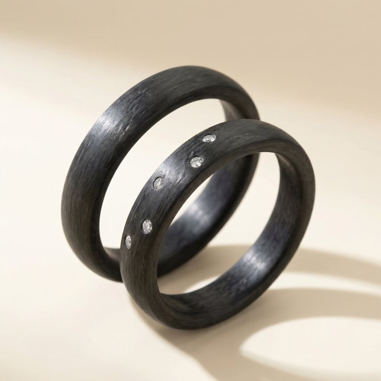 Karbónové svadobné obrúčky s diamantom Lola 166653