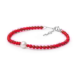 Koralový strieborný náramok s perlou Ammara