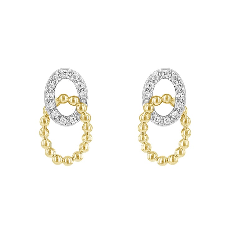 Preplétané náušnice s diamantmi z viacfarebného zlata 85032