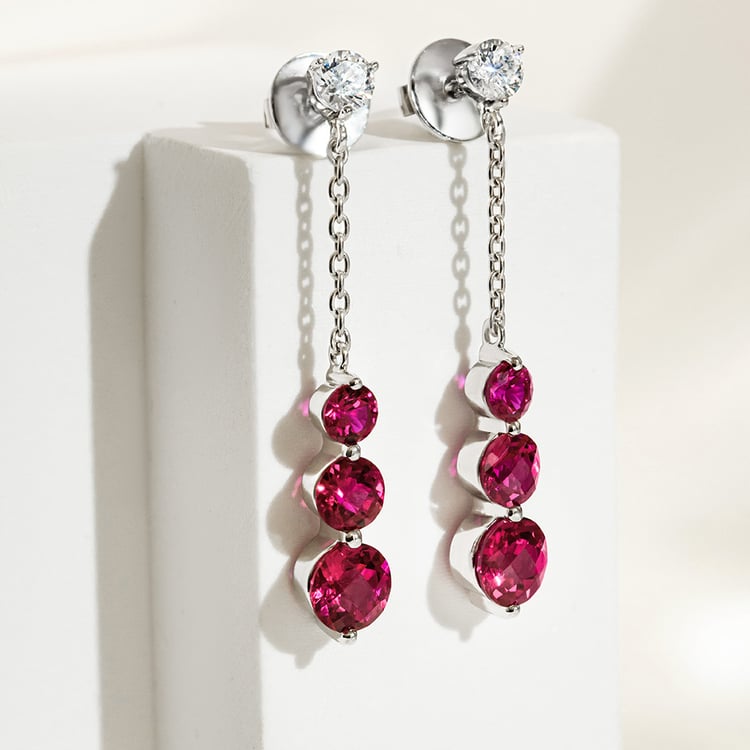 Strieborné náušnice s rubíny Vasia 161551