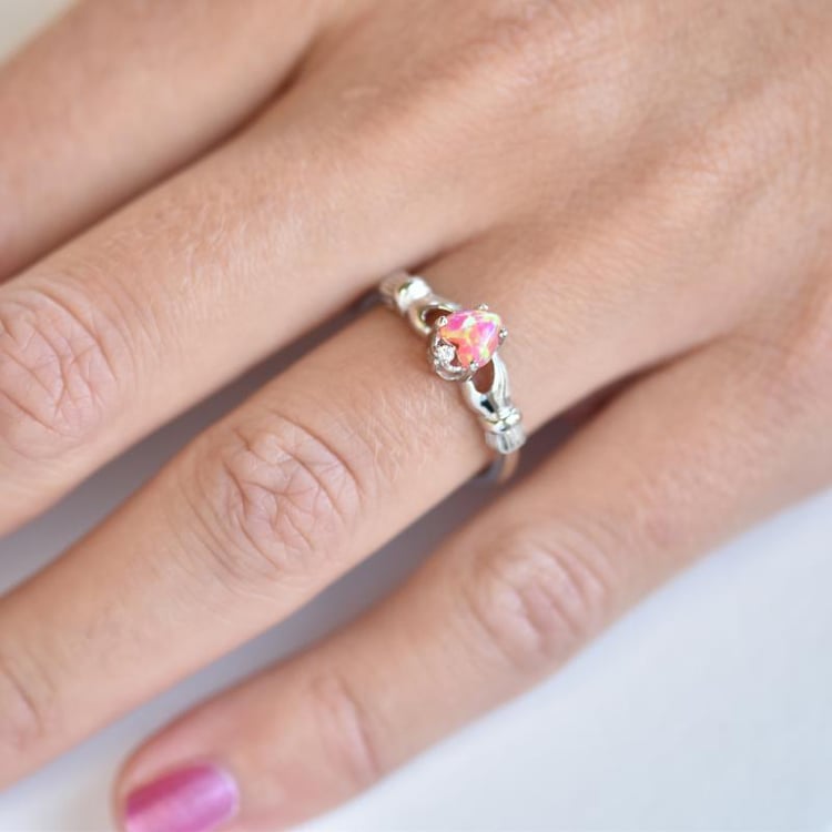 Strieborný claddagh prsteň s opálom a zirkónom Zaid 17706