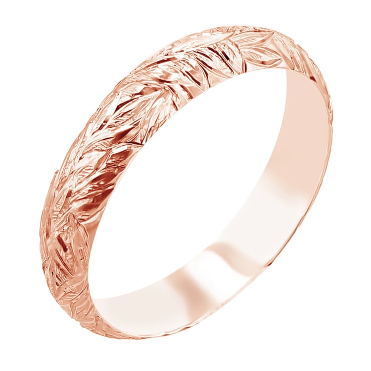 Svadobné obrúčky s ručnou rytinou listov Louie 116887