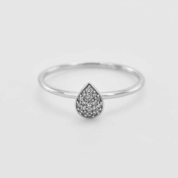 Zlatý prsteň v tvare kvapky plný diamantov Mloune 35507