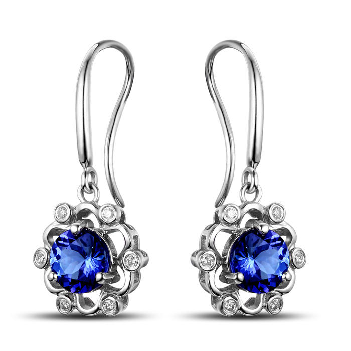 Romantické náušnice s tanzanity a diamantmi Fleur 3683