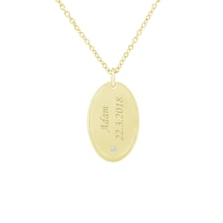 Zlatý oválný prívesok s diamantom a gravírom Ismael