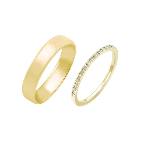 Dámsky eternity prsteň s moissanitmi a pánsky komfortný prsteň Reggie