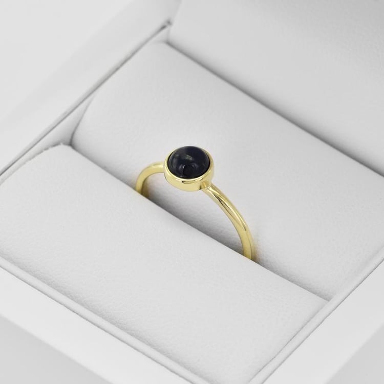 Zlatý psteň so zafírom s hviezdou 34119