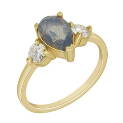 Zásnubný prsteň s labradoritom a moissanitmi Nyree