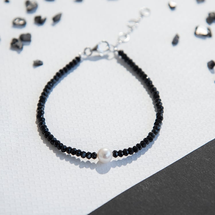 Strieborná kolekcia šperkov s perlami a spinelovými korálkami Ifan 109220