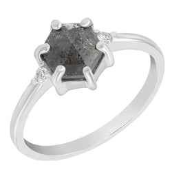 Zlatý prsteň so salt and pepper diamantom a postrannými lab-grown diamantmi Bowie