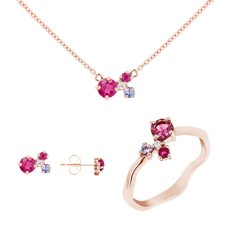 Strieborná kolekcia šperkov s turmalínmi, tanzanitmi, rubínmi a diamantmi Halli 116176