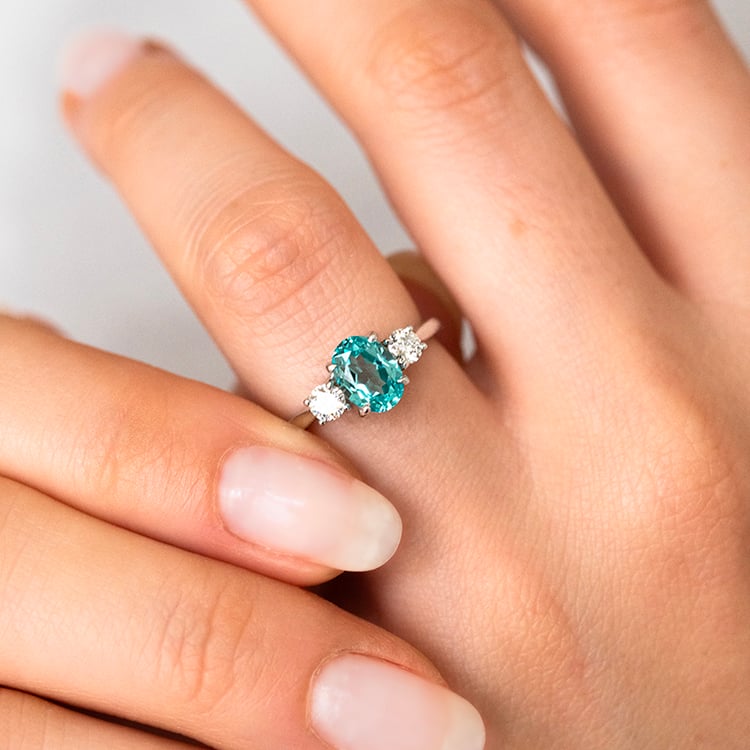 Zlatý prsteň s lab-grown paraiba turmalínom a diamantmi Brink 145124