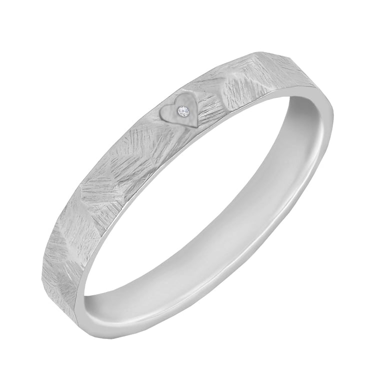 Tepané a škrabané snubné prstene so srdcom a diamantom Harri 106305