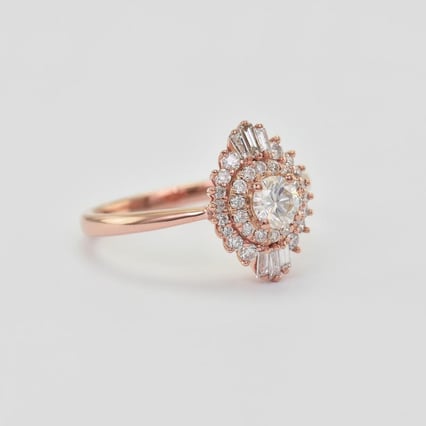 Zlatý prsteň s moissanitom a lab-grown diamantmi Nogian