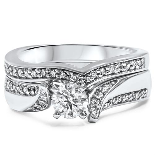  Elegantný set diamantového zásnubného a snubného prsteňa