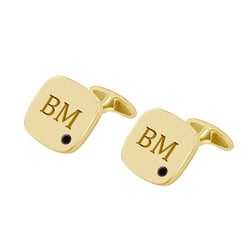 Zlaté manžetové gombíky s gravírom a diamantmi Izar