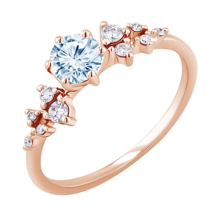 Zásnubný prsteň s akvamarínom a diamantmi Olha 151011