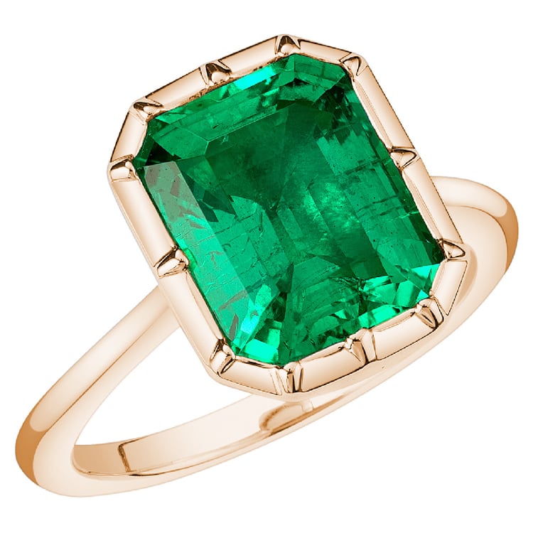 Zlatý bezel prsteň s emerald lab-grown smaragdom Kayla 138734