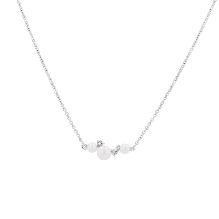 Strieborný perlový náhrdelník s bielymi topásmi Tahira 164086