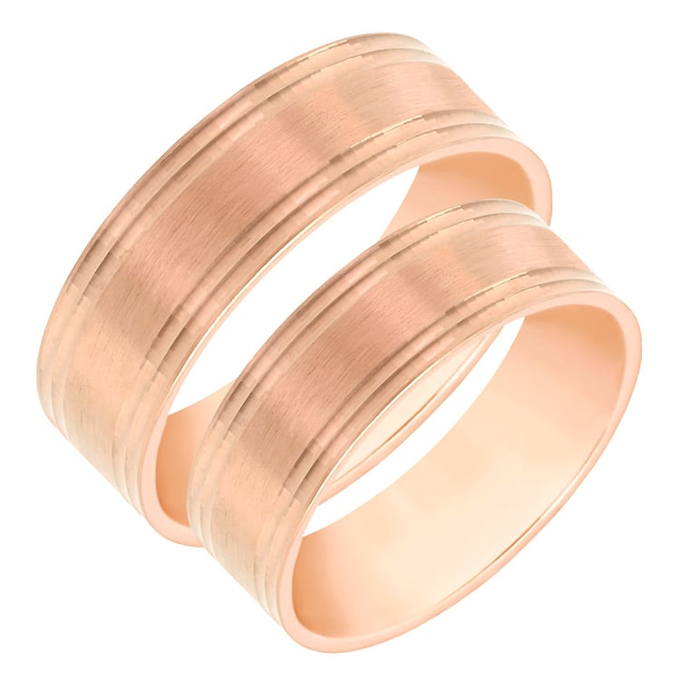 Ploché ružové snubné prstene 60645