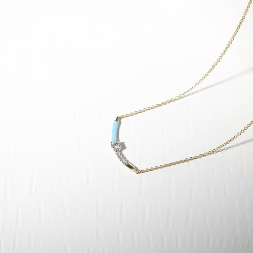 Modrý keramický náhrdelník s diamantmi Blazie