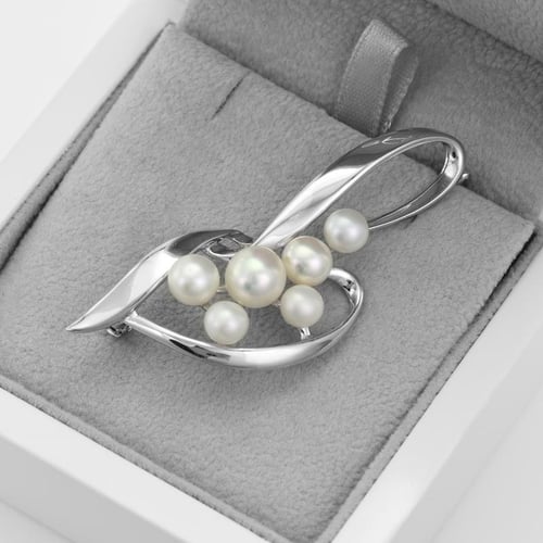 Elegantná strieborná brošňa s perlami Ambrosia