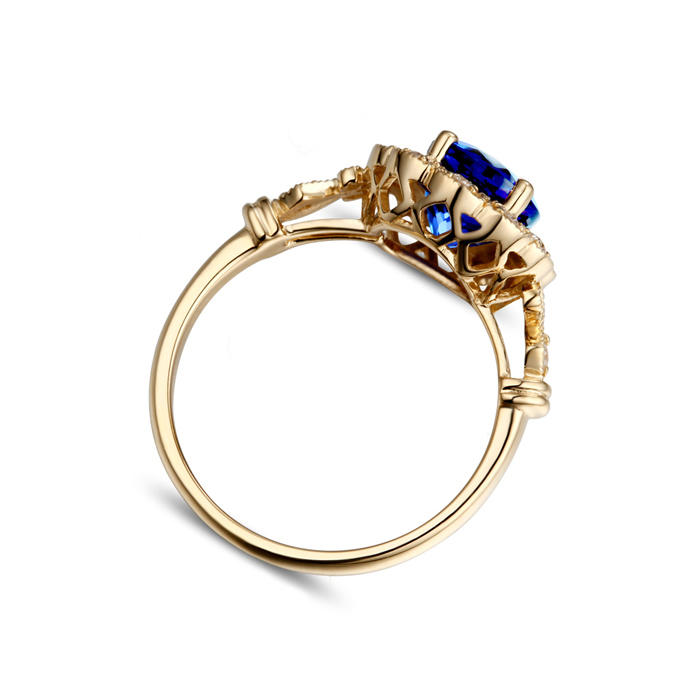 Zlatý vintage prsteň s tanzanitom 3654