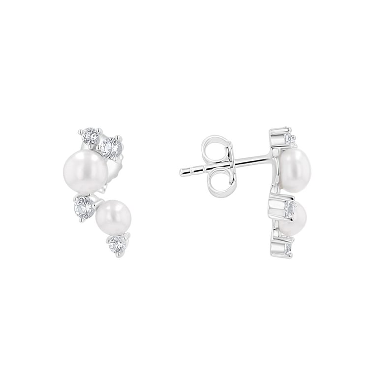 Strieborné perlové náušnice s bielym topásom 163985