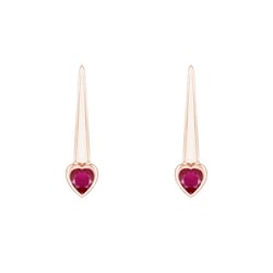 Visiace náušnice s rubínovými srdiečkami Levy