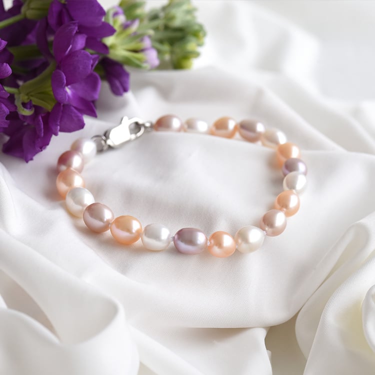 Náramok s barevnými perlami zo striebra 83592