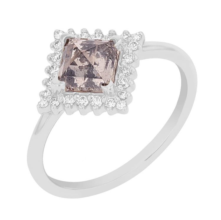 Prsteň so salt and pepper diamantom a lab-grown diamantmi Kamal