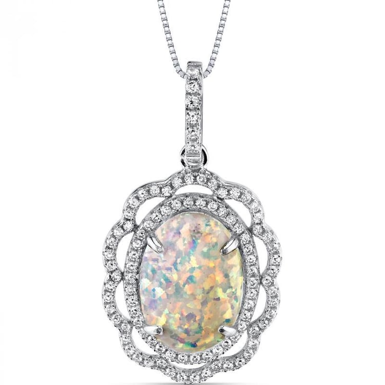 Náhrdelník s opálom a zirkónmi