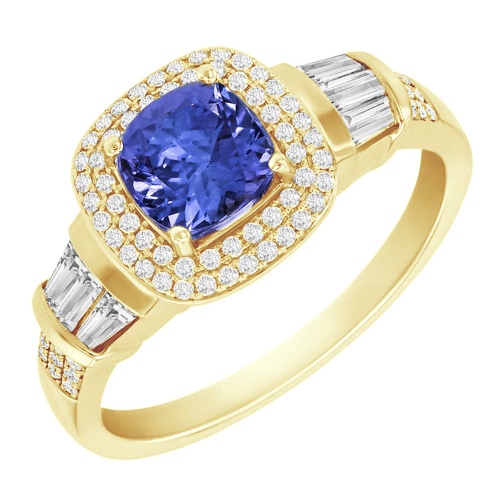 Kráľovský zlatý prsteň s tanzanitom