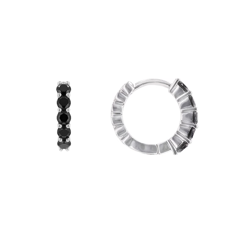 Náušnice s čiernymi diamantmi z bieleho zlata 85189