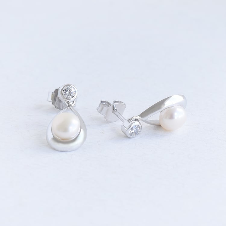 Perlové náušnice so zirkónmi 96438