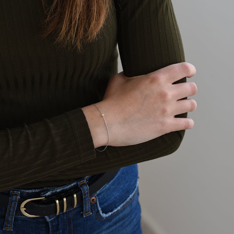 Strieborný minimalistický náramok so žltým diamantom Lepio 103252