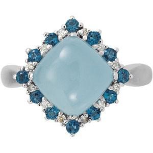 Prsteň s akvamarínom a topásmi 52931